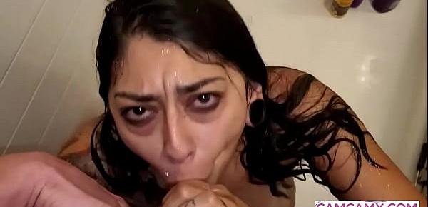  Wet Blowjob In a Shower   Cum Over the face